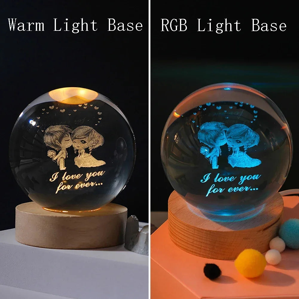ChillShopᵀᴹ 3D Crystal Ball Night Light – Solar System Globe Lamp