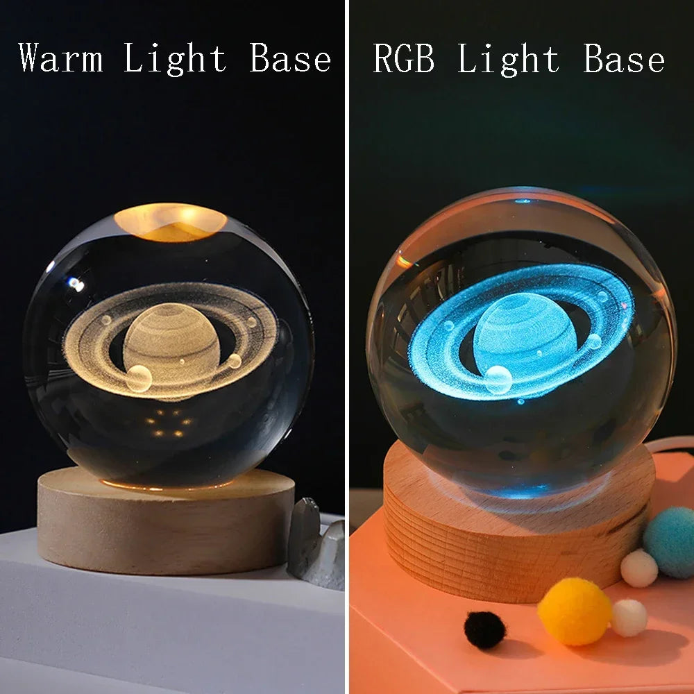 ChillShopᵀᴹ 3D Crystal Ball Night Light – Solar System Globe Lamp