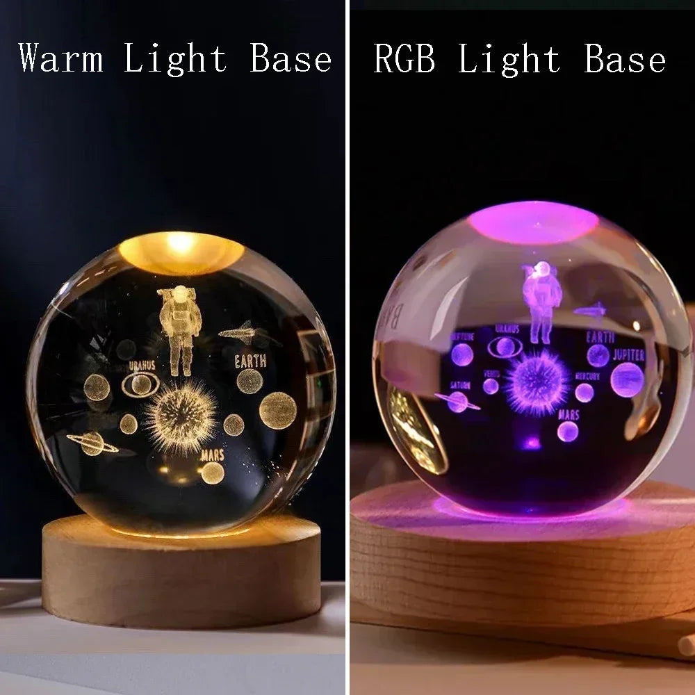 ChillShopᵀᴹ 3D Crystal Ball Night Light – Solar System Globe Lamp