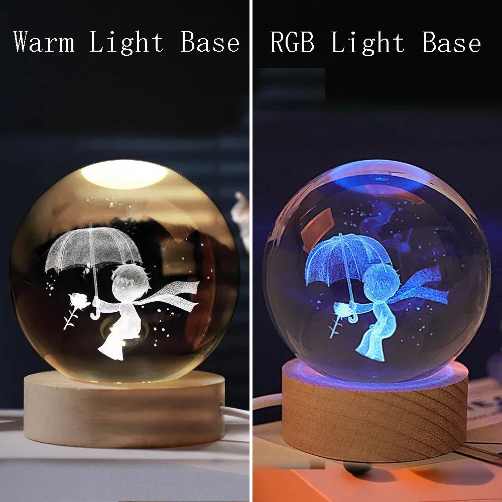 ChillShopᵀᴹ 3D Crystal Ball Night Light – Solar System Globe Lamp
