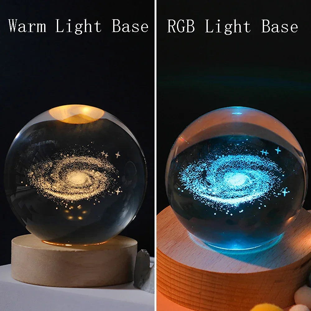 ChillShopᵀᴹ 3D Crystal Ball Night Light – Solar System Globe Lamp