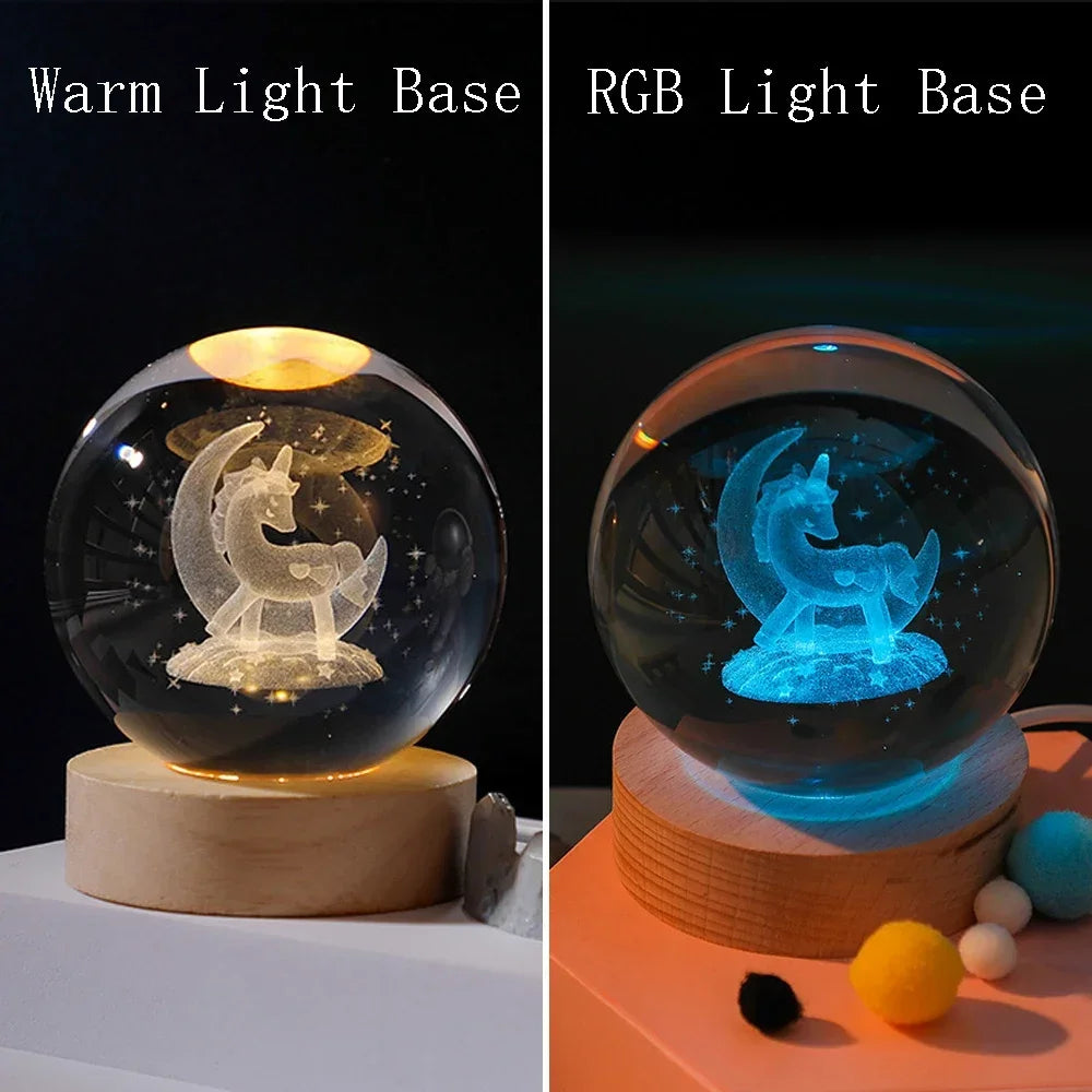ChillShopᵀᴹ 3D Crystal Ball Night Light – Solar System Globe Lamp