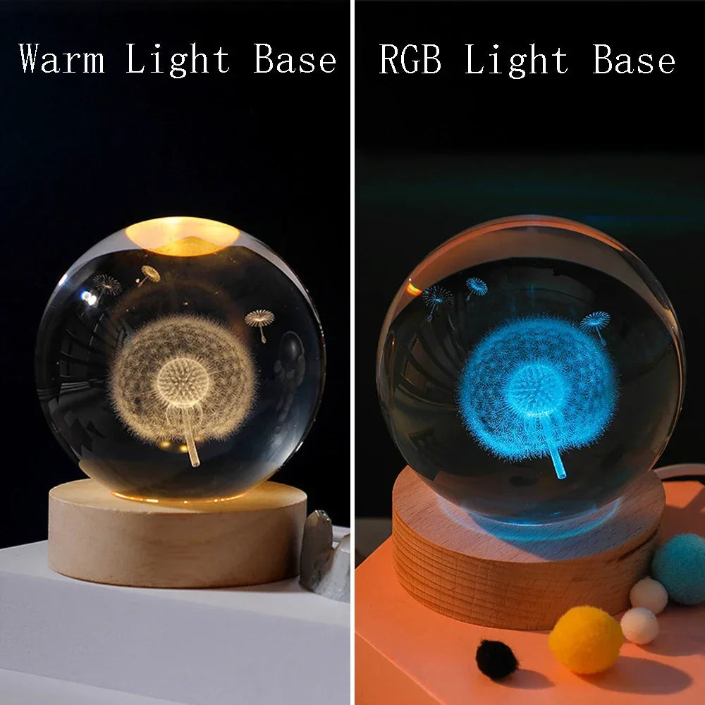 ChillShopᵀᴹ 3D Crystal Ball Night Light – Solar System Globe Lamp