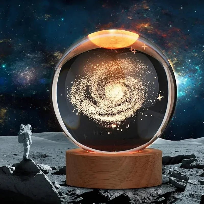 ChillShopᵀᴹ 3D Crystal Ball Night Light – Solar System Globe Lamp