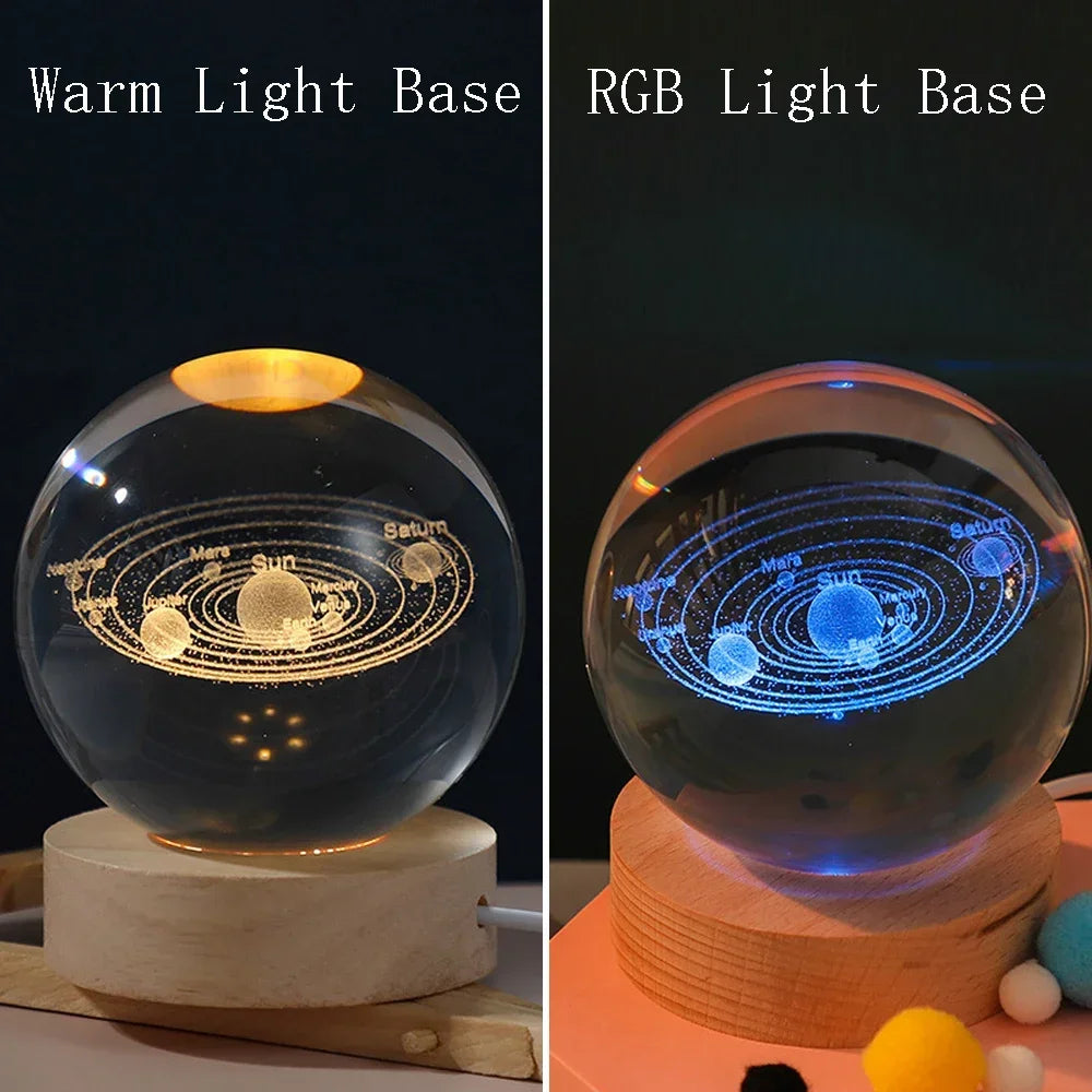 ChillShopᵀᴹ 3D Crystal Ball Night Light – Solar System Globe Lamp