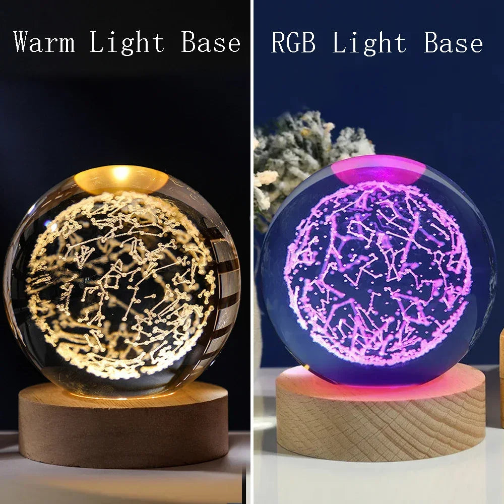 ChillShopᵀᴹ 3D Crystal Ball Night Light – Solar System Globe Lamp